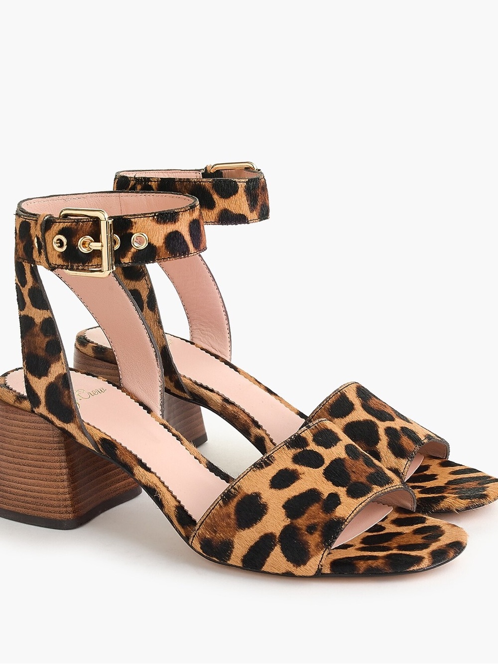 J crew Penny Ankle Strap Sandals In Leopard Calf Hair Size 8.5